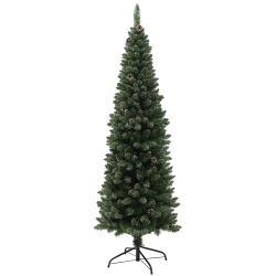 HOMCOM Árbol de Navidad Artificial 180 cm con 618 Ramas 30 Piñas y Soporte de Metal Árbol Navideño para Salón Interior Verde