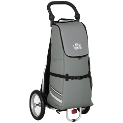 HOMCOM 3-in-1 Einkaufstrolley Einkaufswagen Fahrradanhänger Sackkarre, 53 x 43 x 110cm , Grau+Silber