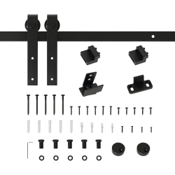 HOMCOM Kit per Porta Scorrevole in Legno con Binario 200cm e Portata 20kg, Nero