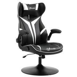 Vinsetto Fauteuil gamer chaise de jeu gaming pivotante ergonomique hauteur réglable accoudoirs revelables coussin têtière inclus