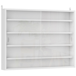 HOMCOM Vitrina Expositora Vitrina de Pared con Estantes Ajustables y 2 Puertas Correderas de Vidrio para Colecciones Perfumes Figuras de Decoración 80x9,5x60 cm Blanco