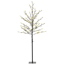 HOMCOM Luz de Árbol de Cerezo con 150 Luces LED Lámpara Decorativa de Flor de Cerezo para Interiores 17x17x150 cm Negro