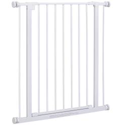 PawHut Cancelletto di Sicurezza per Animali Allargabile Facile Installazione con Supporti a Pressione Acciaio Resistente con  una Finitura Verniciata a Polvere Bianco 76x76-82cm