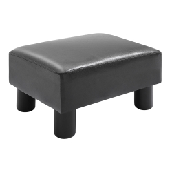 HOMCOM Reposapiés para Sofá Taburete Pequeño Tapizado en Piel Sintética Asiento de Espuma y Patas de Plástico 40x30x24 cm Negro
