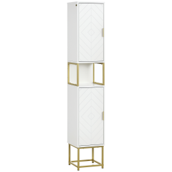 Mobiletto Colonna Per Bagno Kleankin - Con Cassetto, Armadietto E Ripiano, Dimensioni 30x30x105 Cm, Colore Bianco