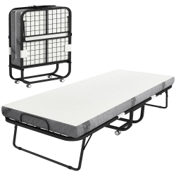 Cama Dobrável 200x90x42.5 cm Branco e Preto