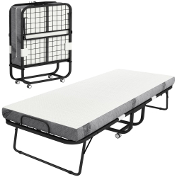 Cama Dobrável 200x75x42,5cm Branco e Preto