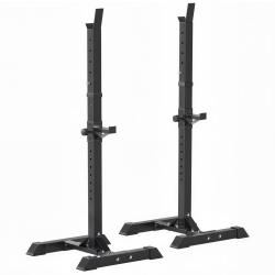 HOMCOM Soporte Barras Pesas de Acero con Altura Ajustable en 12 Niveles Carga Máx. 150 kg 50x49x124-154 cm Negro
