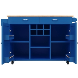 Isola da cucina moderna, tavolo da pranzo multifunzionale con spazio contenitore, 102x45x92 cm, Blu
