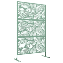 Outsunny Panneau brise vue décoratif paravent extérieur vert à motif végétal en métal - 122 x 45 x 198 cm, vert