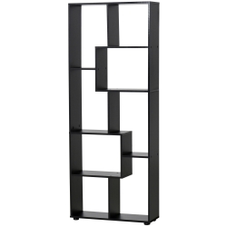 HOMCOM 8-Tier Freestanding Bookcase w/ Melamine Surface Anti-Tipping Foot Pads Home Display Storage Grid Stand Bedroom Living Room Furniture Modern Style - Black