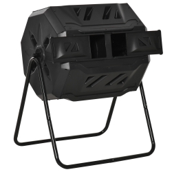 Outsunny Kompostbehälter mit 2 Behältern, 160 L Fassungsvermögen, drehbar, 71 cm x 65 cm x 96 cm, Schwarz