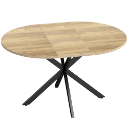 HOMCOM Uitschuifbare ronde eettafel voor 4-6 personen, 100-135 cm, keukentafel met X-vormig stalen onderstel, natuurhout, zwart