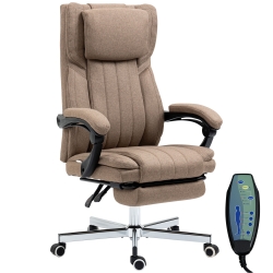 Vinsetto Silla de Oficina Reclinable y Giratoria  con 6 Puntos de Masaje Vibratorio con Mando de Control 65x61x108-118 cm Marrón