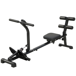 SPORTNOW Rudermaschine, Rudergerät für Situps, 12-stufig verstellbar, 2-in-1 Kardiogerät, LCD-Anzeige, Stahl, Kunststoff, Schwarz