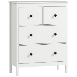 HOMCOM Komoda Sideboard z 4 Szufladami Nowoczesna Szafka na Ubrania do Salonu Sypialni Korytarza 74 x 35 x 97 cm Biała