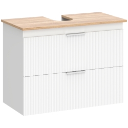 HOMCOM Mueble para baño, armario de 80 cm con dos grandes cajones para lavabos con o sin pedestal, Blanco