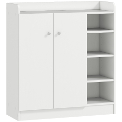 HOMCOM Shoe Storage Cabinet with 2 Doors, Adjustable Shelves, Entryway Shoe Cabinet for 12 Pairs, White