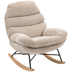 HOMCOM Sillón mecedor acolchado en blanco crema con patas de acero