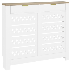 HOMCOM Cubierta para Radiador Cubreradiador con Armario Abatible y Balda Superior 108x19x95,5 cm Blanco