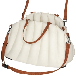 PawHut Seggiolino Auto per Cani Piccoli con Guinzaglio e Base Antiscivolo, Convertibile in Borsa per Animali, Crema