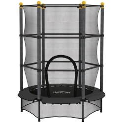 HOMCOM Trampolín para Niños de +3 Años Ø140 cm con Red de Seguridad y Marco de Acero para Interior y Exterior Negro
