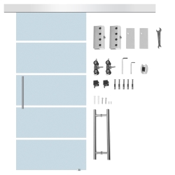 Homcom Usa Glisanta din Sticla Satinata – 102,5×205 cm cu Dungi Decorative