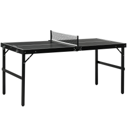 SPORTNOW Tavolo Ping Pong Pieghevole con Maniglia da Trasporto, in Alluminio e Legno, 152x76x72 cm, Nero