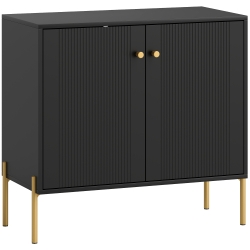 HOMCOM Sideboard Buffet Cabinet, Coffee Bar Cabinet with Fluted Doors and Adjustable Shelf, Black