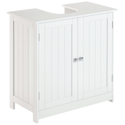 HOMCOM Mueble bajo Lavabo, Mueble de Baño con 2 Puertas y Estante Ajustable, Armario de Baño para Lavabo con o sin Pedestal, Estilo Moderno, 60x30x60 cm Blanco