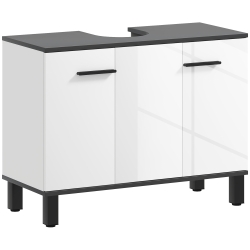 HOMCOM Mueble bajo Lavabo con 2 Puertas y Estantes Ajustables para Lavabo con o sin Pedestal 80x34x60 cm Blanco