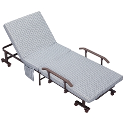 HOMCOM Cama Dobrável com Encosto Reclinável e Rodízios 190x76cm