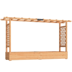 Outsunny Jardineira elevada com treliça 200x44x113cm madeira