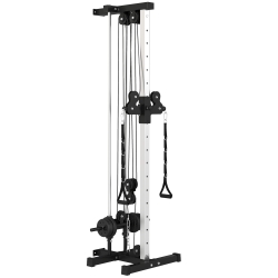 SPORTNOW Kraftstation höhenverstellbar 25-165 cm mit Dual-Pulley-Systemen Adaptern 62 x 60 x 200 cm Schwarz