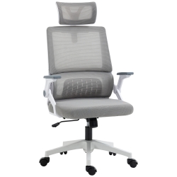 Vinsetto Silla de Oficina de Malla Silla de Escritorio Giratoria Altura y Reposacabezas Ajustable 58x61x102-119 cm Gris