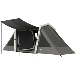 Outsunny Tente Gonflable de Camping 4 Personnes Blackout Tente à Air 5,8m de Long 2 Chambres et Séjour 580x270x202cm Gris Foncé