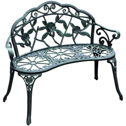 Outsunny Banc de Jardin 2 Places Style néo-rétro Motif Rose Lignes fuselées 100L x 54l x 78H cm Fonte d'aluminium Vert