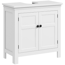 HOMCOM Mueble para Debajo de Lavabo Moderno Mueble de Baño con Estante Ajustable y Puertas Magnéticas 60x30x60 cm Blanco