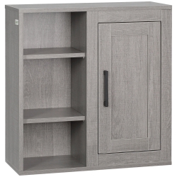 kleankin Meuble Mural Meuble de Rangement Suspendu Armoire Murale pour Salle de Bains Placard de Rangement Armoire de Toilette avec étagères et Une Porte - 48 x 20 x 50 cm - Gris