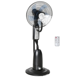 HOMCOM Ventilador Nebulizador Ventilador con Agua Oscilante 90W Control Remoto 3 Modos 3 Velocidades Temporizador Ø44,5x120 cm Negro