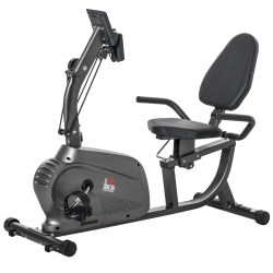 HOMCOM Bicicleta Estática con Respaldo de 8 Niveles de Resistencia con Volante Asiento Ajustable, Pantalla LCD y Soporte