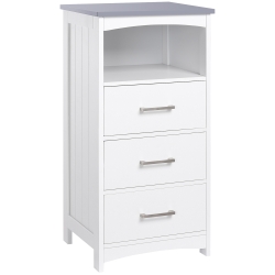 kleankin Badezimmerschrank Freistehender Badkommode Bademöbel Badschrank Schrank mit Schublade Weiß+Grau 40 x 33 x 80 cm