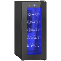 HOMCOM Cantinetta Frigo 12 Bottiglie Doppio Controllo Temperatura