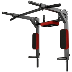SPORTNOW Wand-Pull-up Bar, 2-in-1 Professionele Pull-up- en Dipstation voor Thuis, tot 200 kg, Rood