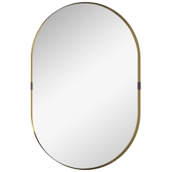 HOMCOM Wall Mirror, Bathroom Mirror with Elevated Aluminium Alloy Frame, 60 x 90 cm, Gold Tone