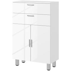 Kleankin Badkamerkast, Badmeubel, 2 Laden, Verstelbaar Plank, Hout, Wit