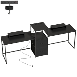 HOMCOM Mesa Gaming Dupla 244cm com Estação de Carga USB