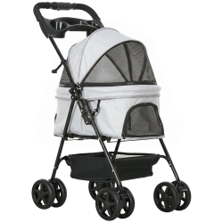 PawHut Carrito para Perros Pequeños con 67x45 cm Gris Claro