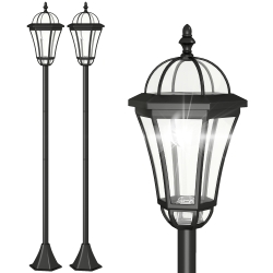 Conjunto de Candeeiros Solares 18,5x18,5x129 cm Preto