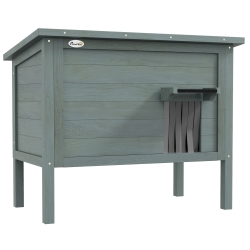 PawHut Buitenkattenhuis Kattenhut, Weerbestendig, 1 Raam, 1 Deur, 85 x 50 x 68,5 cm, Donkergrijs+Zwart